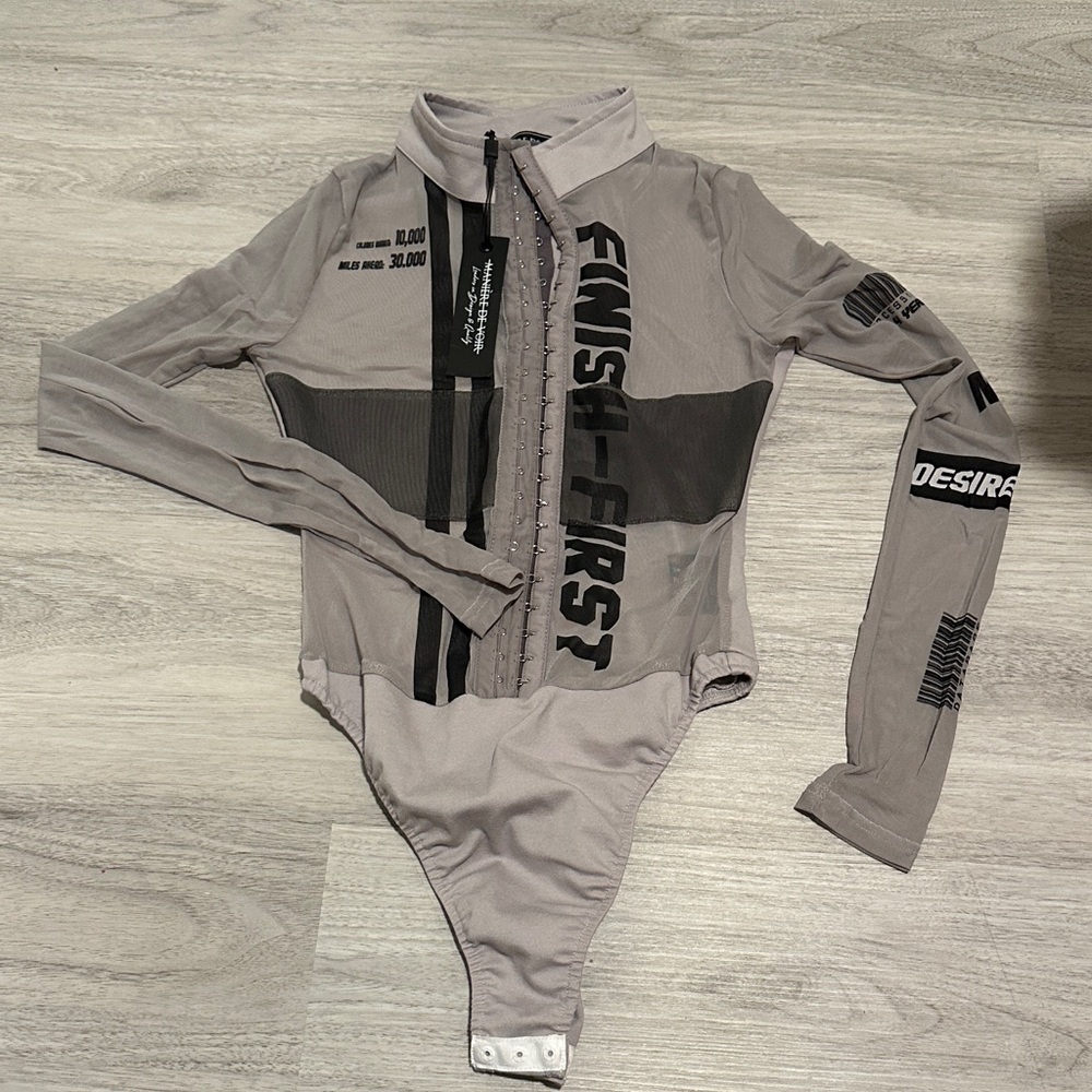 Maniere De Voir Gray Bodysuit